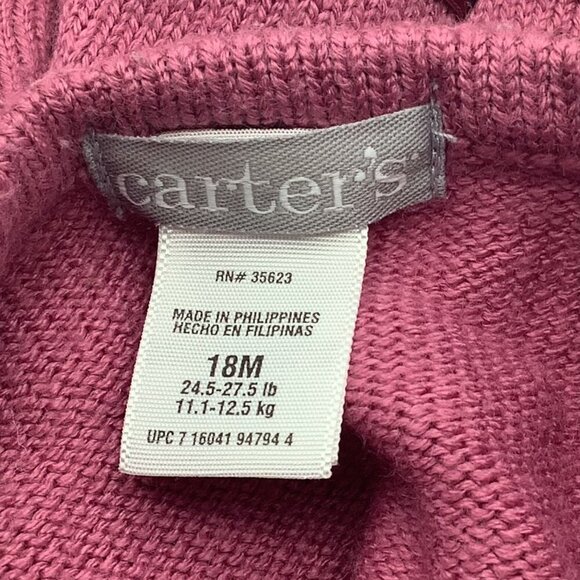 Carter's‎ Pink Cardigan Sweater Baby Girl 18M Floral Embroidery & Ribbon Detail - Picture 3 of 7